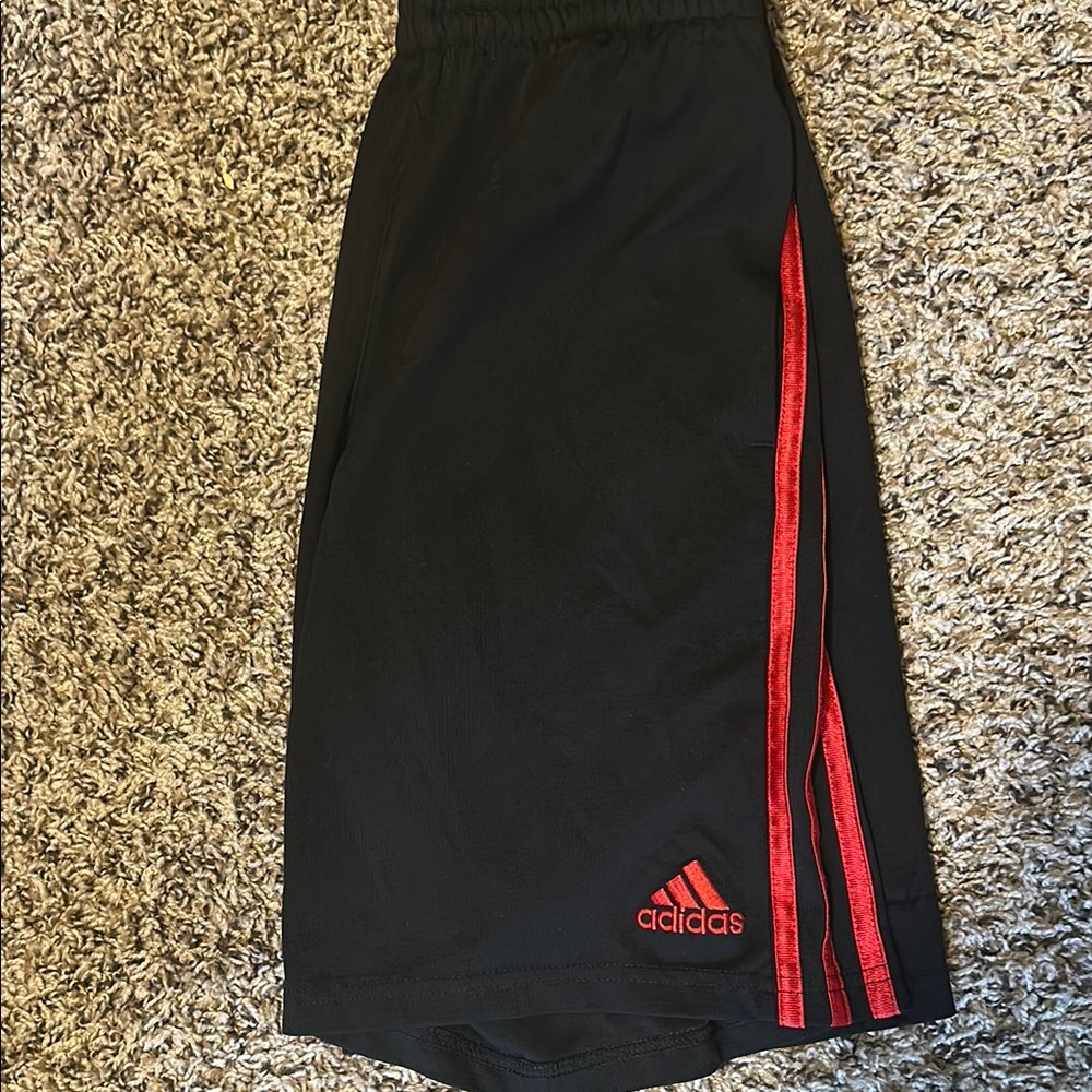 Adidas Black and Red Athletic Shorts